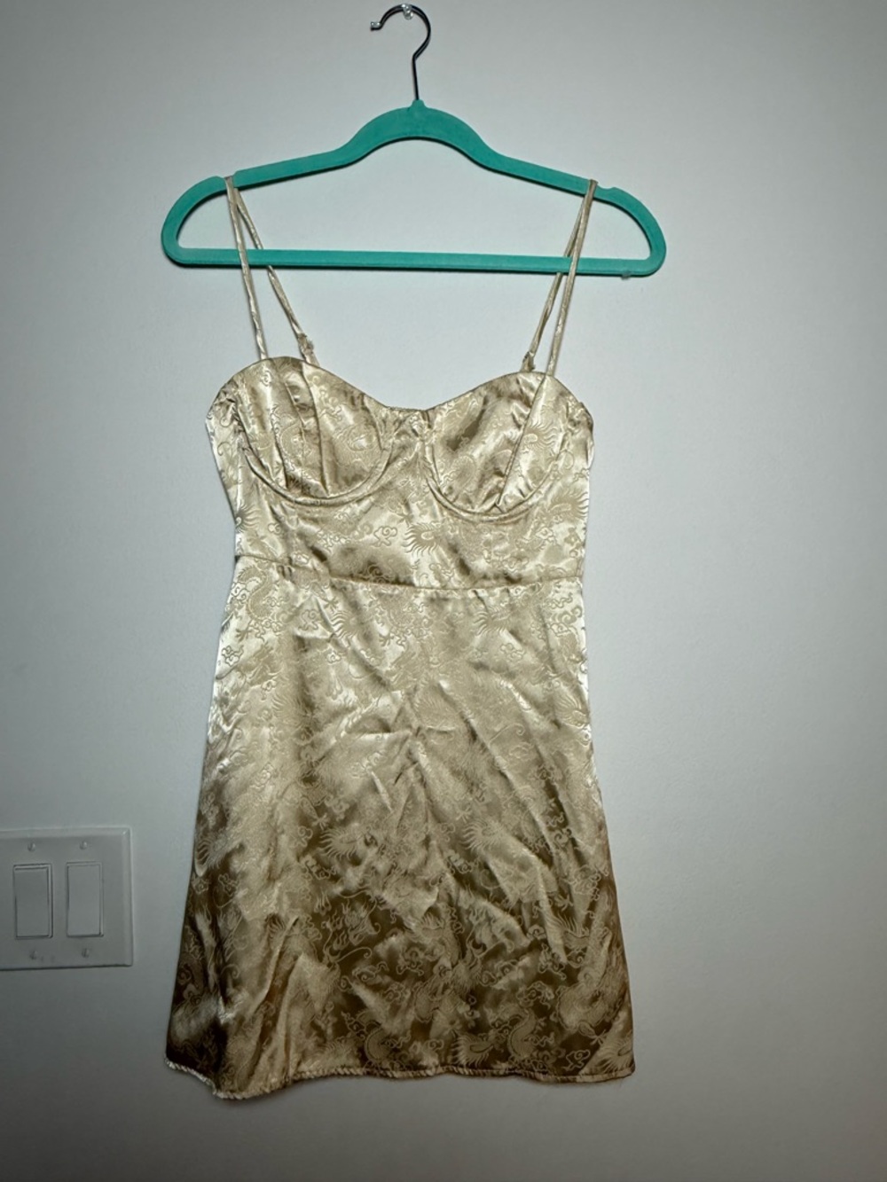 Princess Polly Gold Jacquard Mini Slip Dress